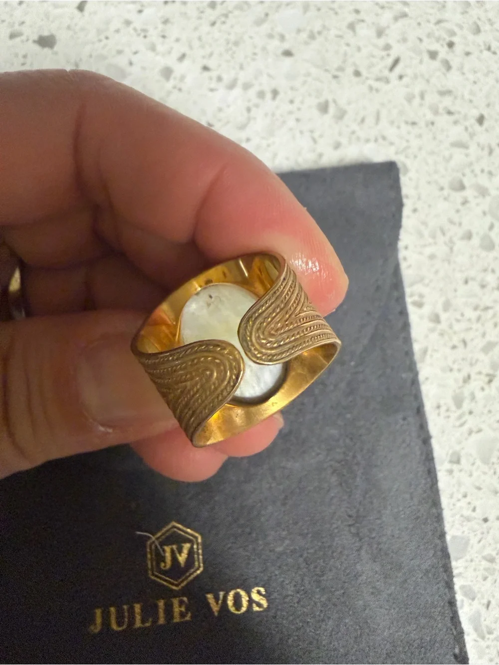 Julie Vos Gold Ring with Deep Purple Faceted Stone